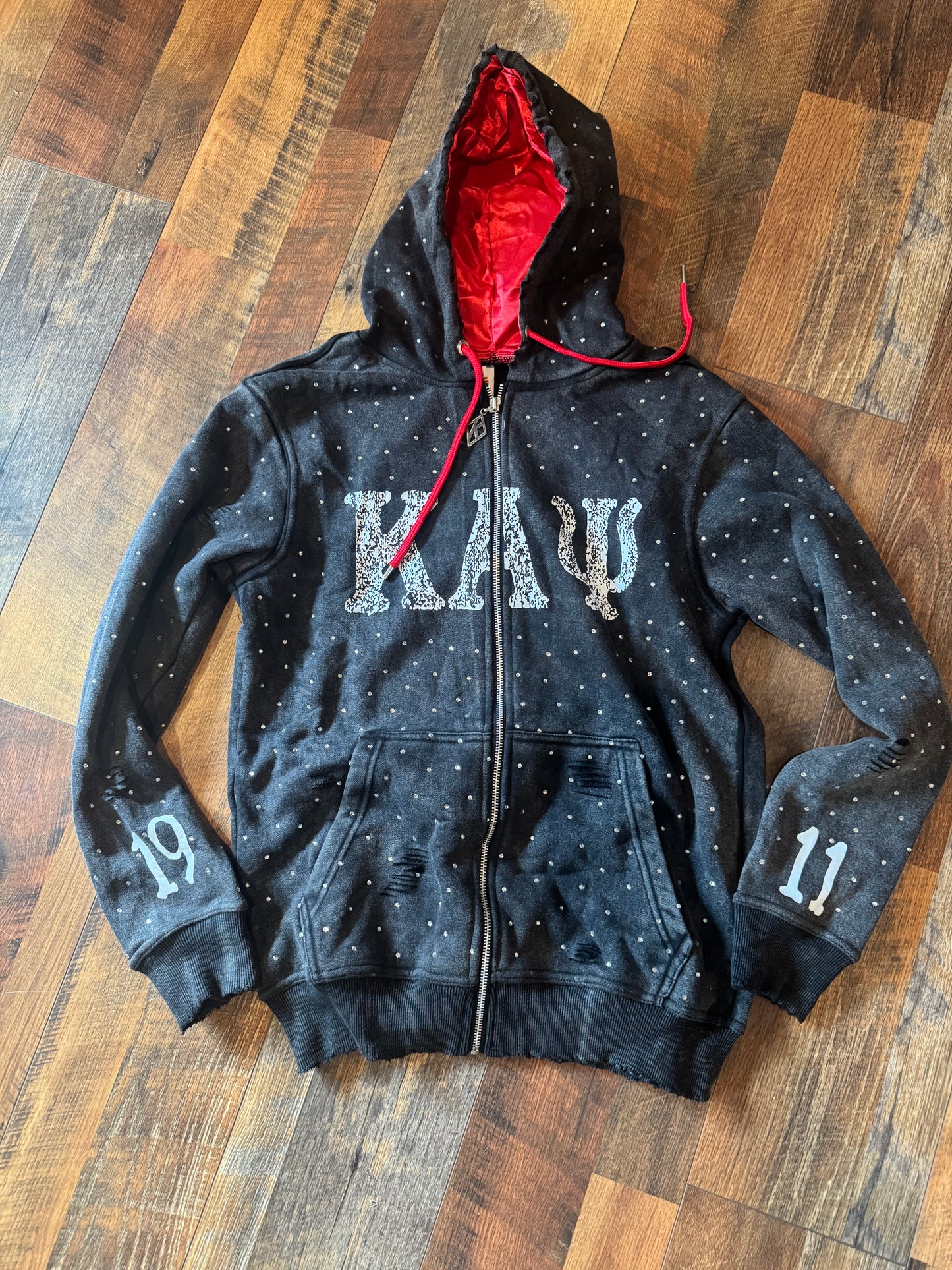 Luxe Kappa Rhinestone Jogging Zip Up Hoodie