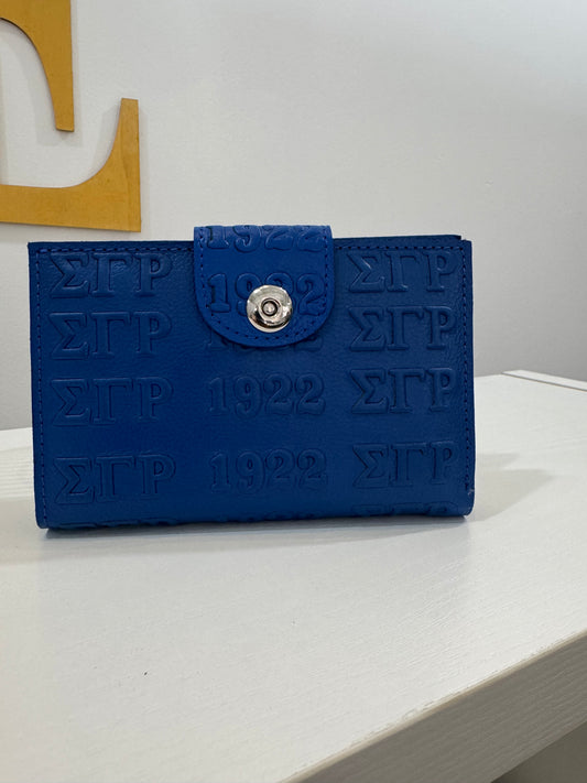 Sigma Gamma Rho Embossed Leather Wallet -Royal
