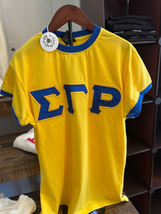 Sigma Gamma Rho Embroidered Satin Greek Letter Tee