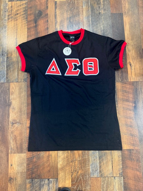 Delta Embroidered Satin Greek Letters Tee