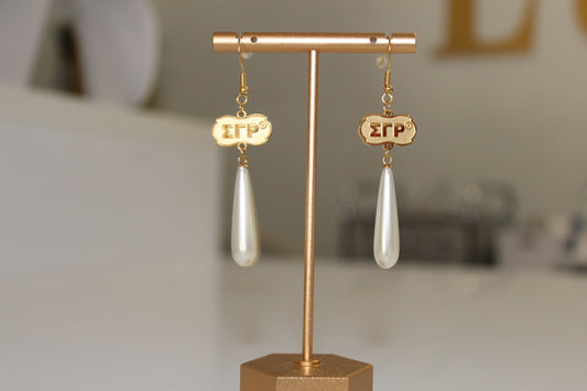 Sigma Gamma Rho Pearl Drop Earrings