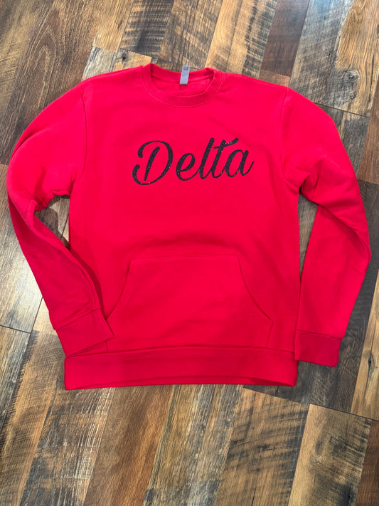 Delta Glitter Pocket Crewneck