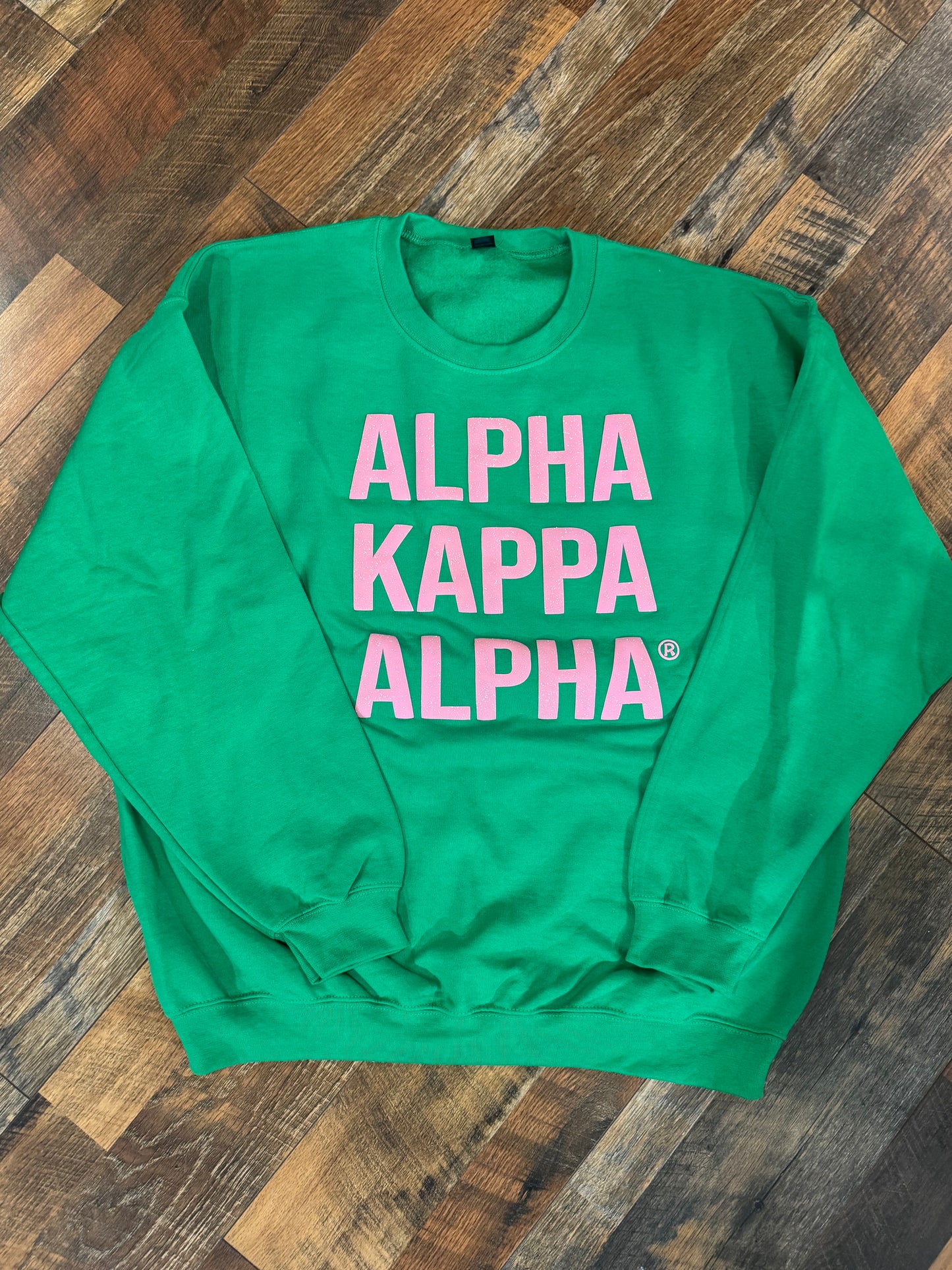 Alpha Kappa Alpha ® Puff Print Glitter Green Crewneck