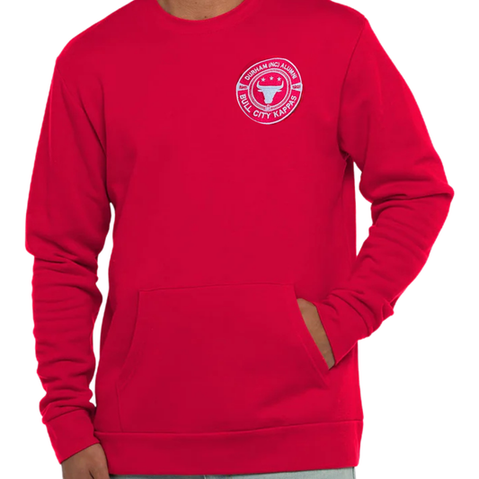 Embroidered Small Logo Design Crewneck w/Kangaroo Pocket